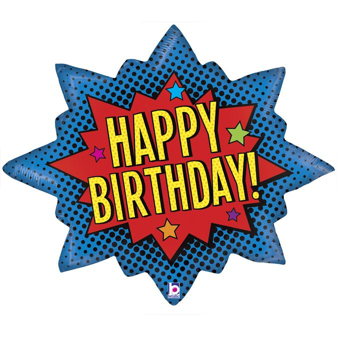 Фольгированный шарик Grabo (62х75 см) Happy Birthday Эмблема супергероя, Разные цвета 
Фольгированный шарик Grabo (62х75 см) Happy Birthday Эмблема супергероя, Разные цвета