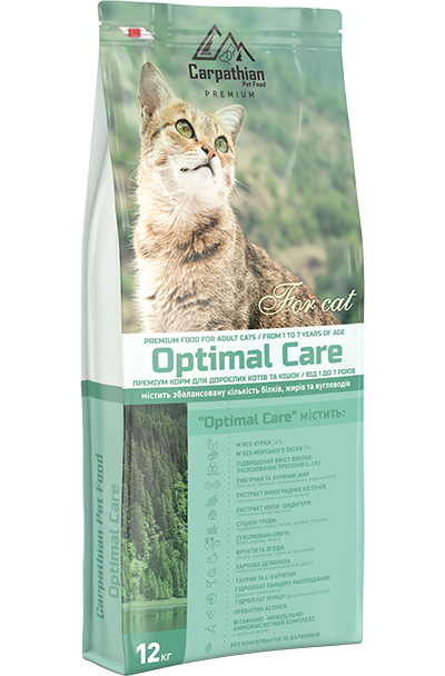 Carpathian Pet Food - Optimal Care 12 кг для взрослых котов и кошек всех пород в возрасте от 1 до 7 лет
Carpathian Pet Food - Optimal Care 12 кг для взрослых котов и кошек всех пород в возрасте от 1 до 7 лет