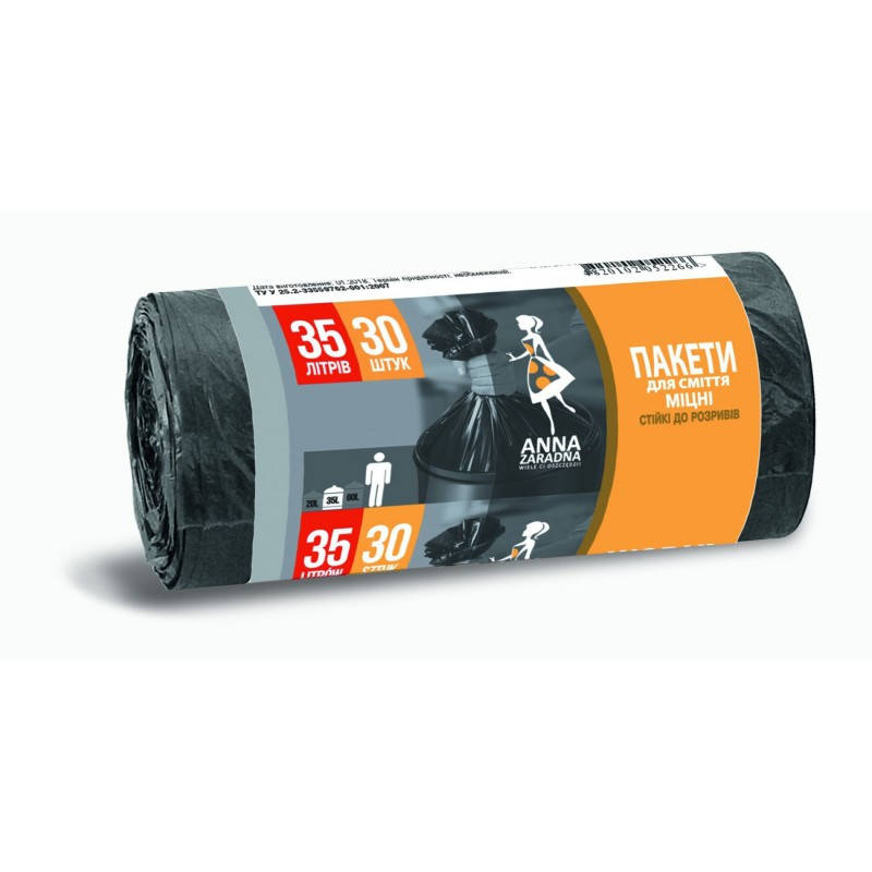 Пакеты для мусора HDPE Anna Zaradna 35л 30шт
Пакеты для мусора HDPE Anna Zaradna 35л 30шт
