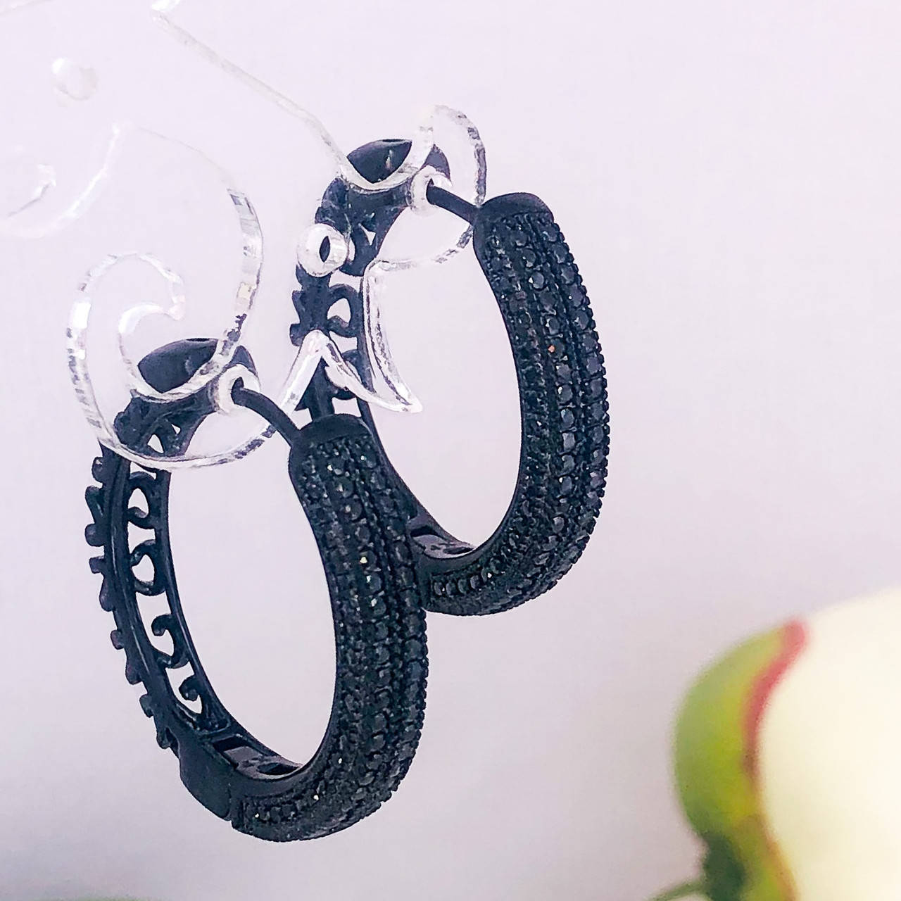 Серьги кольца чёрние. Xuping 
Серьги кольца чёрние. Xuping