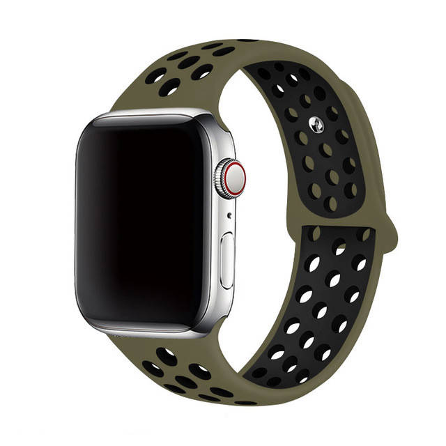 Силиконовый ремешок Nike Sport Band для Apple Watch 38mm/40mm/41mm Khaki/Black зеленый с черным
Силиконовый ремешок Nike Sport Band для Apple Watch 38mm/40mm/41mm Khaki/Black зеленый с черным