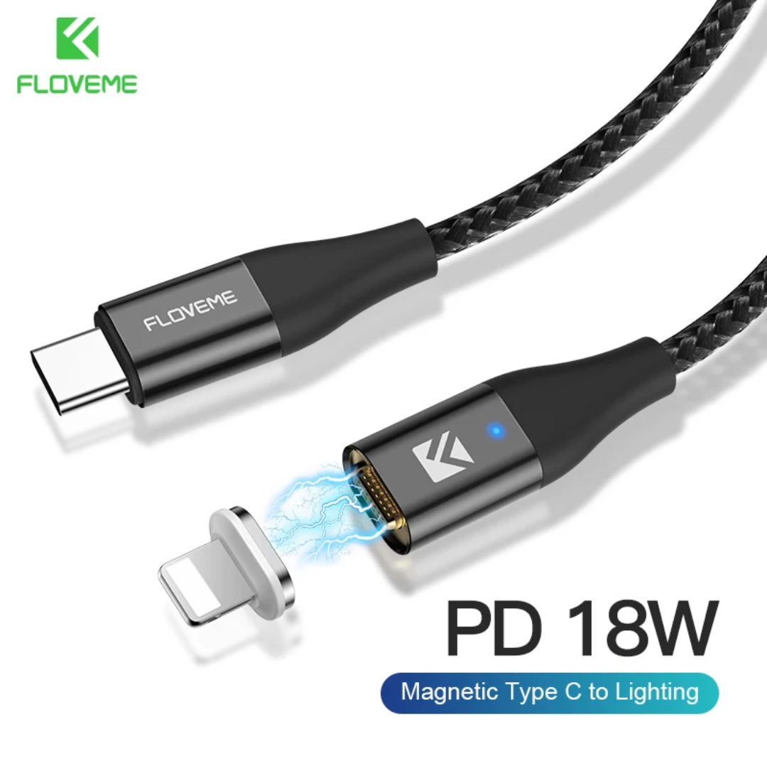 Кабель для зарядки iPhone 12 магнитный Type-C - Lightning iPhone FLOVEME PD 18W., Черный
Кабель для зарядки iPhone 12 магнитный Type-C - Lightning iPhone FLOVEME PD 18W., Черный