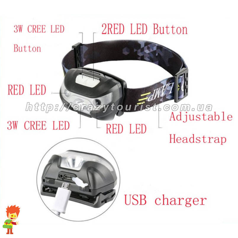 Фонарь налобный Viator High Power LED CREE + 2 Red LED + встроенный аккумулятор и зарядка от USB, Красный
Фонарь налобный Viator High Power LED CREE + 2 Red LED + встроенный аккумулятор и зарядка от USB, Красный
