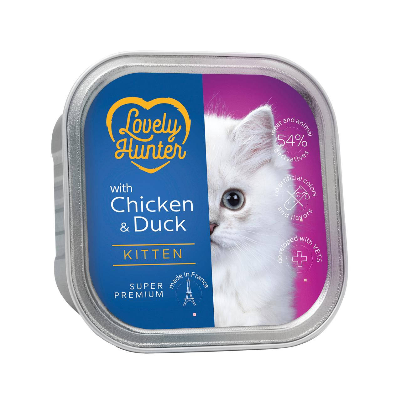 Вологий корм для кошенят з куркою і качкою Lovely Hunter Kitten with Chicken and Duck 85 г
Вологий корм для кошенят з куркою і качкою Lovely Hunter Kitten with Chicken and Duck 85 г
