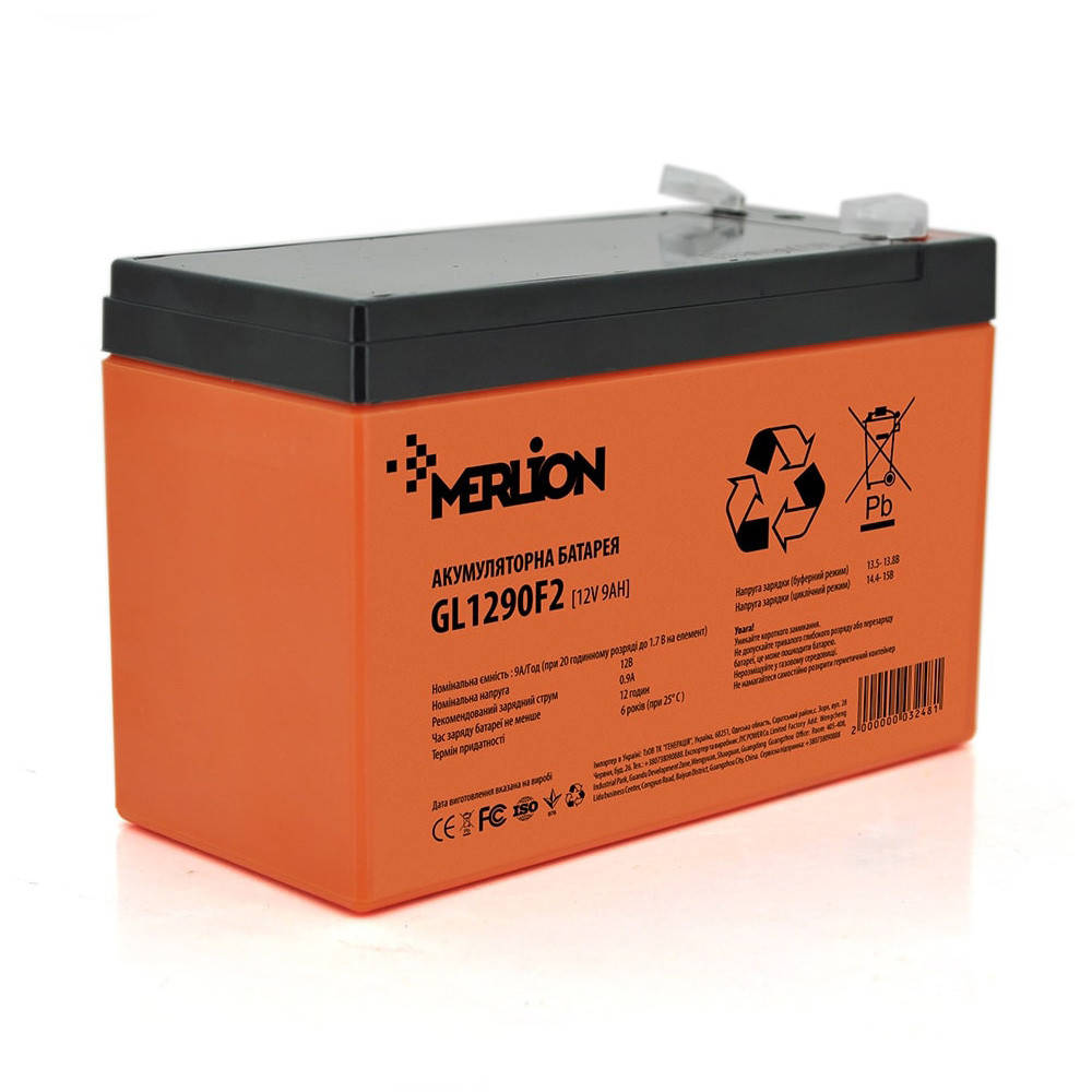 Гелевый аккумулятор 12В 9Ач GEL Merlion GL1290F2 для ИБП, UPS, ББП
Гелевый аккумулятор 12В 9Ач GEL Merlion GL1290F2 для ИБП, UPS, ББП