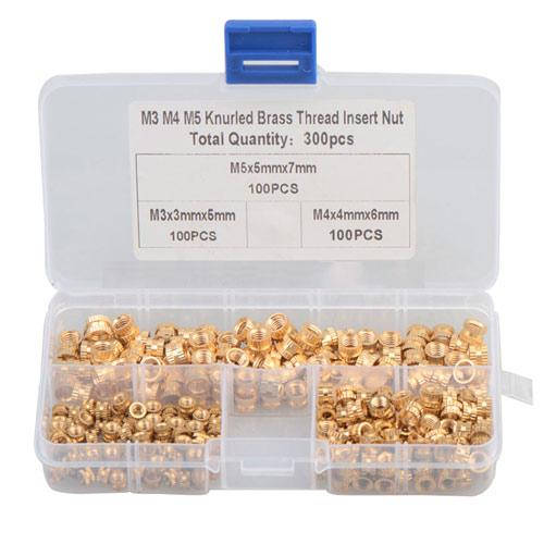 300x Гайка закладная с накаткой и внутренней резьбой, латунная 
300x Гайка закладная с накаткой и внутренней резьбой, латунная