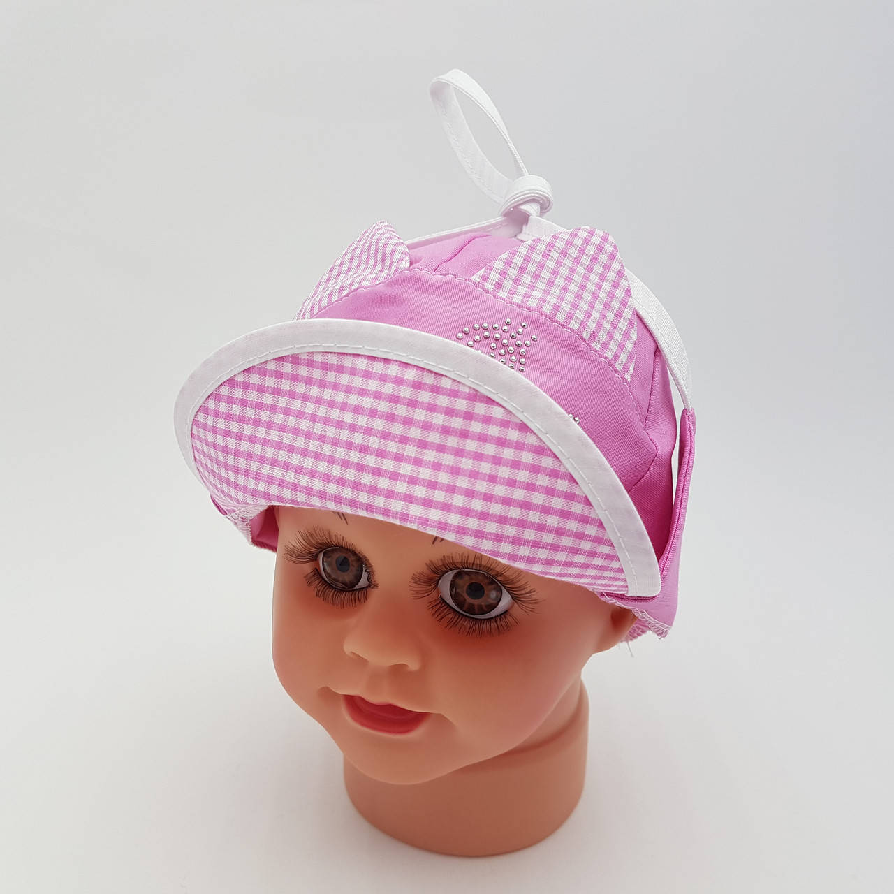 Кепка чепчик Котик с ушками и завязками, детская для девочки, размер 42-46 см, Розовая (54-1), Розовый 
Кепка чепчик Котик с ушками и завязками, детская для девочки, размер 42-46 см, Розовая (54-1), Розовый