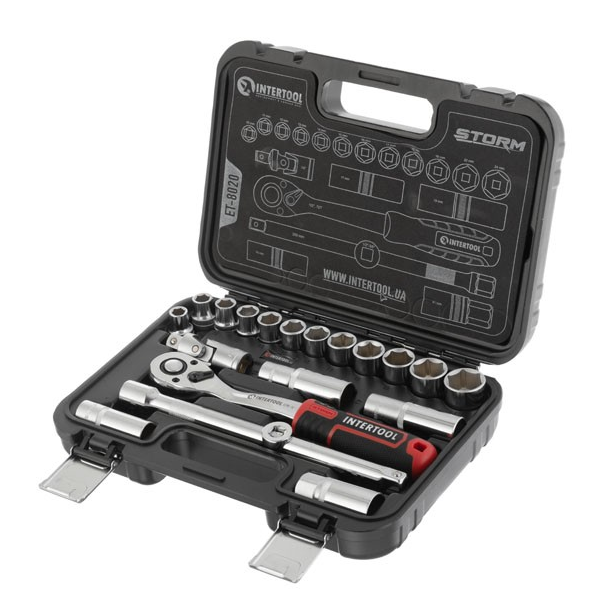 Набор инструментов 20 ед. STORM, 1/2", Сr-V INTERTOOL ET-8020 
Набор инструментов 20 ед. STORM, 1/2", Сr-V INTERTOOL ET-8020