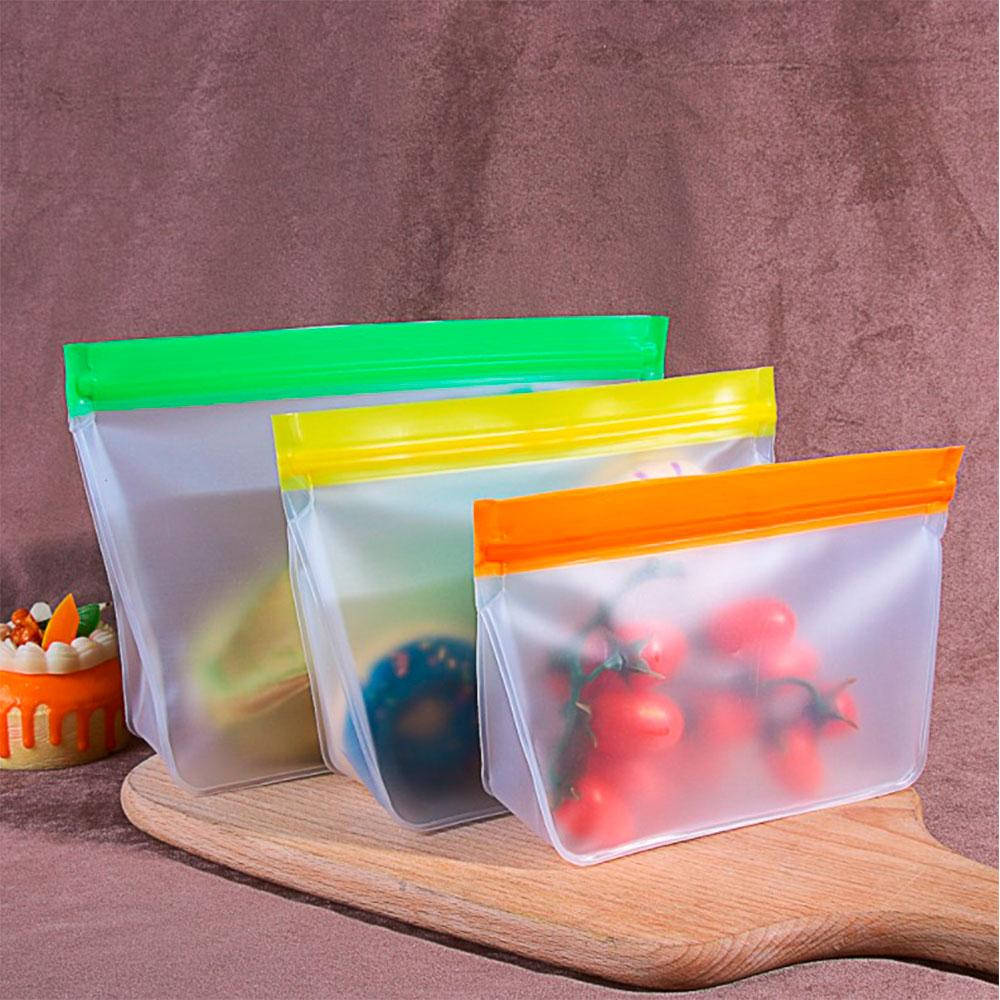 Многоразовые силиконовые пакеты для хранения продуктов набор 3 шт., Прозрачный 
Многоразовые силиконовые пакеты для хранения продуктов набор 3 шт., Прозрачный