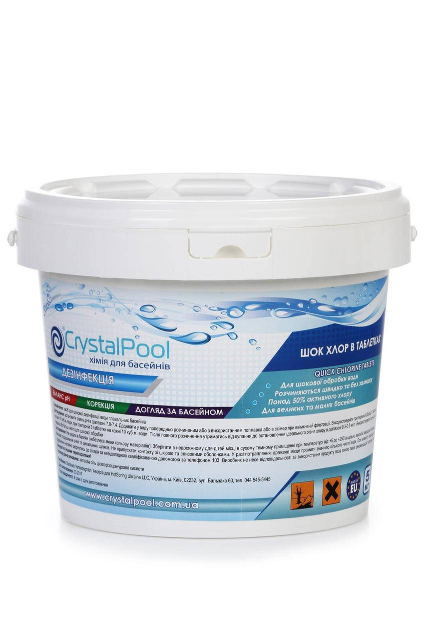 Crystal Pool Quick Chlorine Tablets 5 кг-Быстрорастворимые таблетки хлора для первичной дезинфекци
Crystal Pool Quick Chlorine Tablets 5 кг-Быстрорастворимые таблетки хлора для первичной дезинфекци