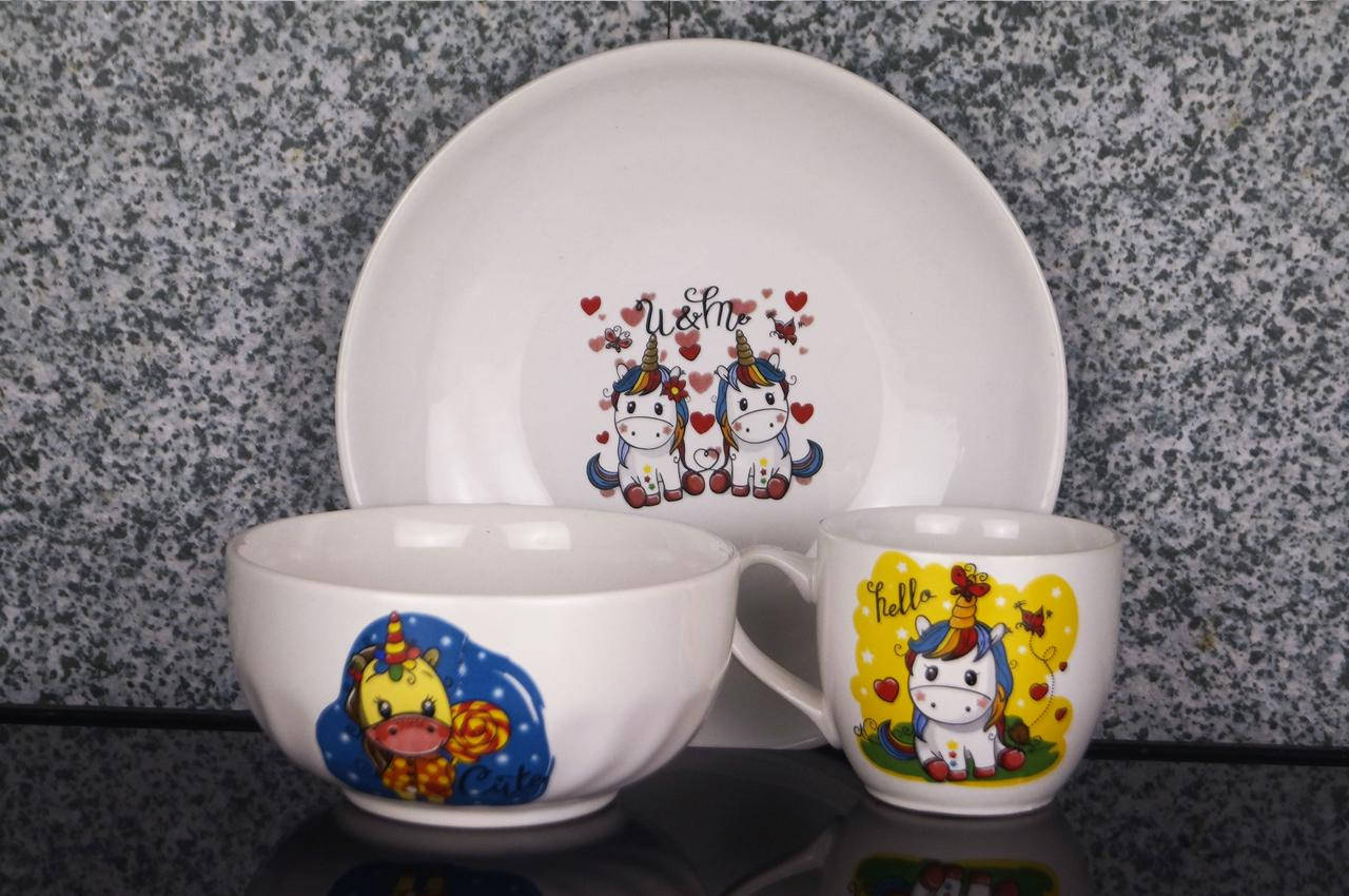 Керамический набор с деколью Единорог, Белый
Керамический набор с деколью Единорог, Белый