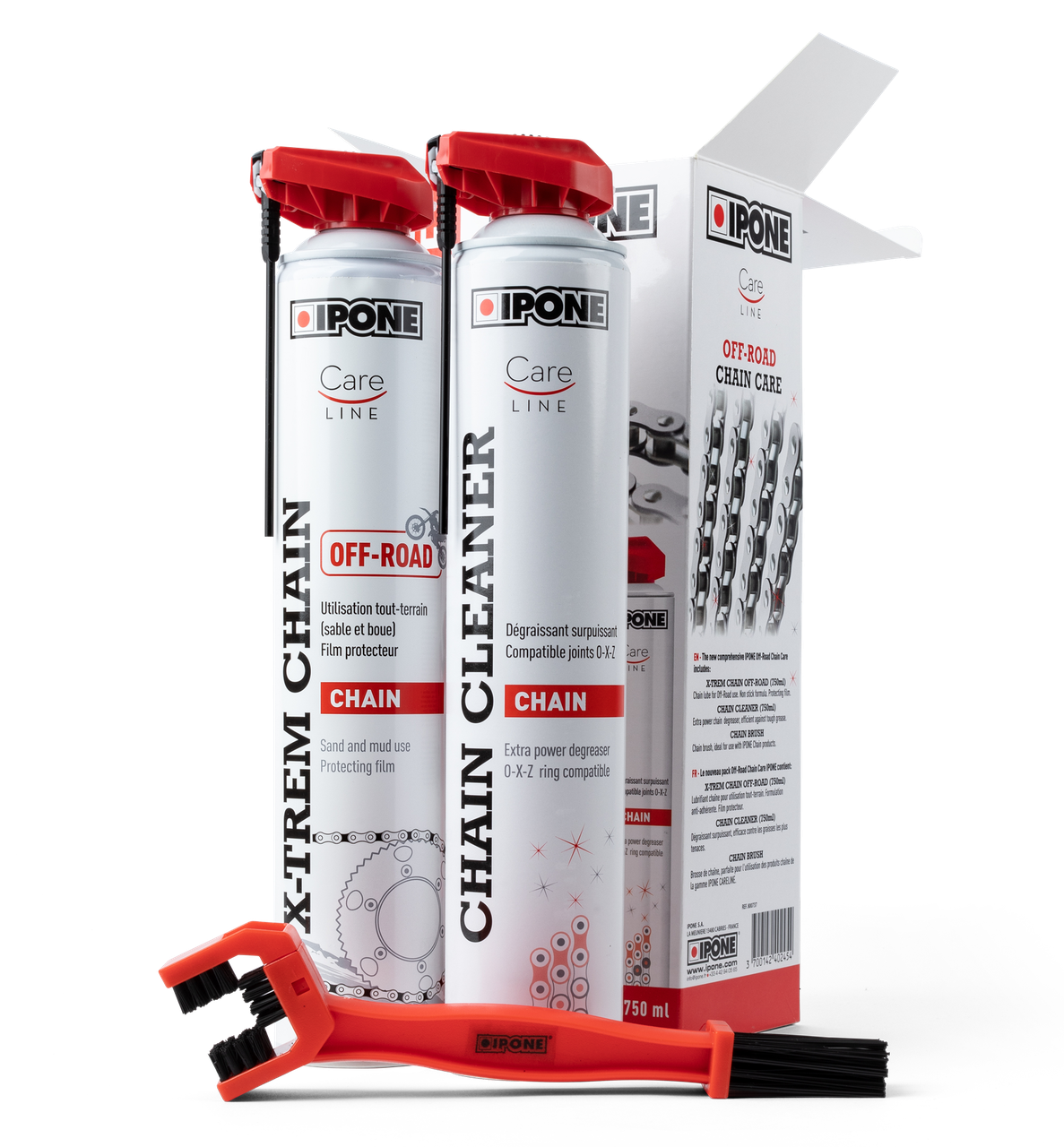 Комплект для ухода за цепью мотоцикла IPONE Off-Road Chain Care 3 in 1, 2*750 мл (800737)
Комплект для ухода за цепью мотоцикла IPONE Off-Road Chain Care 3 in 1, 2*750 мл (800737)