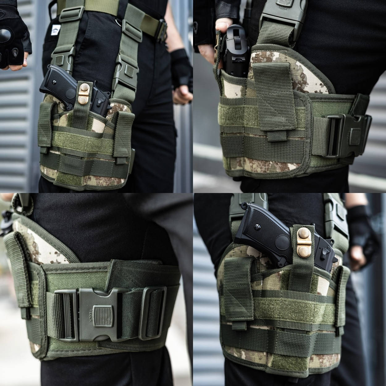 Набедренная универсальная тактическая кобура на ногу для пистолета с надежной фиксацией камуфляж
Набедренная универсальная тактическая кобура на ногу для пистолета с надежной фиксацией камуфляж