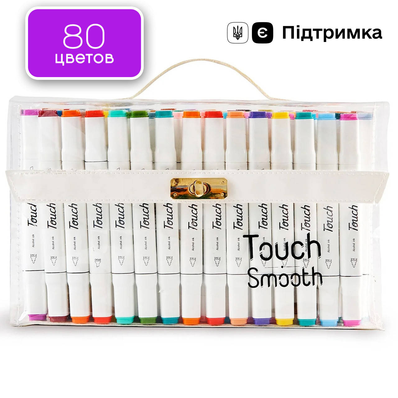 Большой набор профессиональных двухсторонних спиртовых маркеров для скетчинга Touch Smooth 80 цветов в чехле
Большой набор профессиональных двухсторонних спиртовых маркеров для скетчинга Touch Smooth 80 цветов в чехле