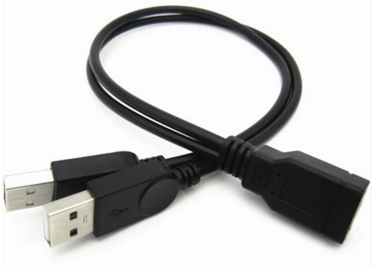 2 USB папа на 1 USB мама кабель адаптер переходник - данные и дополнительное питание, 30см
2 USB папа на 1 USB мама кабель адаптер переходник - данные и дополнительное питание, 30см