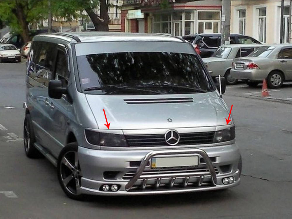 Реснички на фары Mercedes Vito W638 1996-2003 Прямые / Мерседес Вито 1996-2003 (стекловолокно, под покраску), Черный
Реснички на фары Mercedes Vito W638 1996-2003 Прямые / Мерседес Вито 1996-2003 (стекловолокно, под покраску), Черный