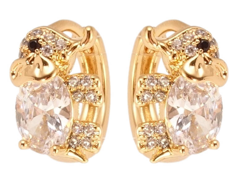 Серьги детские Xuping Позолота 18K колечки "Слоники с цирконием" 
Серьги детские Xuping Позолота 18K колечки "Слоники с цирконием"