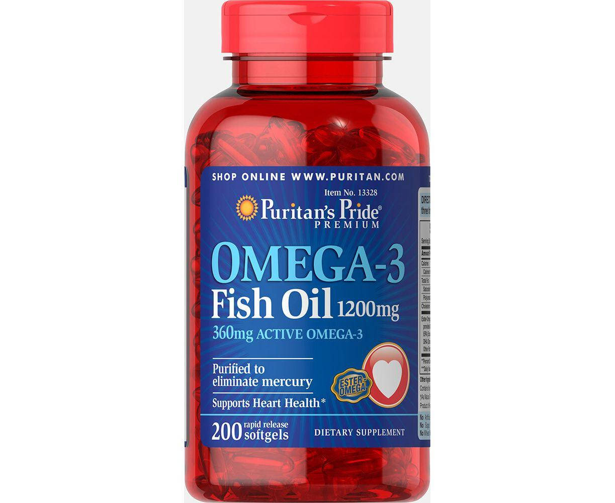 Омега-3, Рыбий жир, Omega-3 Fish Oil, Puritan's Pride, 1200 мг, 360 мг, 200 капсул (PTP-13328)
Омега-3, Рыбий жир, Omega-3 Fish Oil, Puritan's Pride, 1200 мг, 360 мг, 200 капсул (PTP-13328)