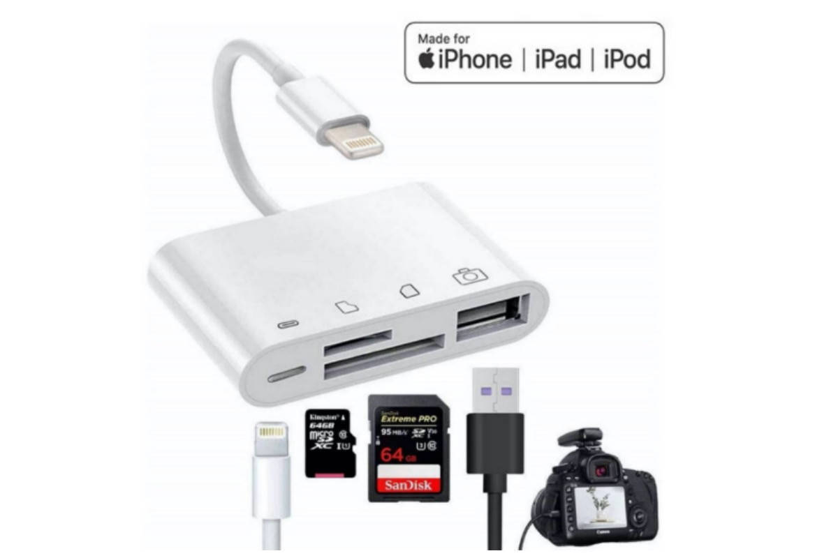 Переходник для iPhone на USB и SD/TF Card Reade адаптер для iPad на флешку и SD TF картридер кабель с разъемом, Белый
Переходник для iPhone на USB и SD/TF Card Reade адаптер для iPad на флешку и SD TF картридер кабель с разъемом, Белый