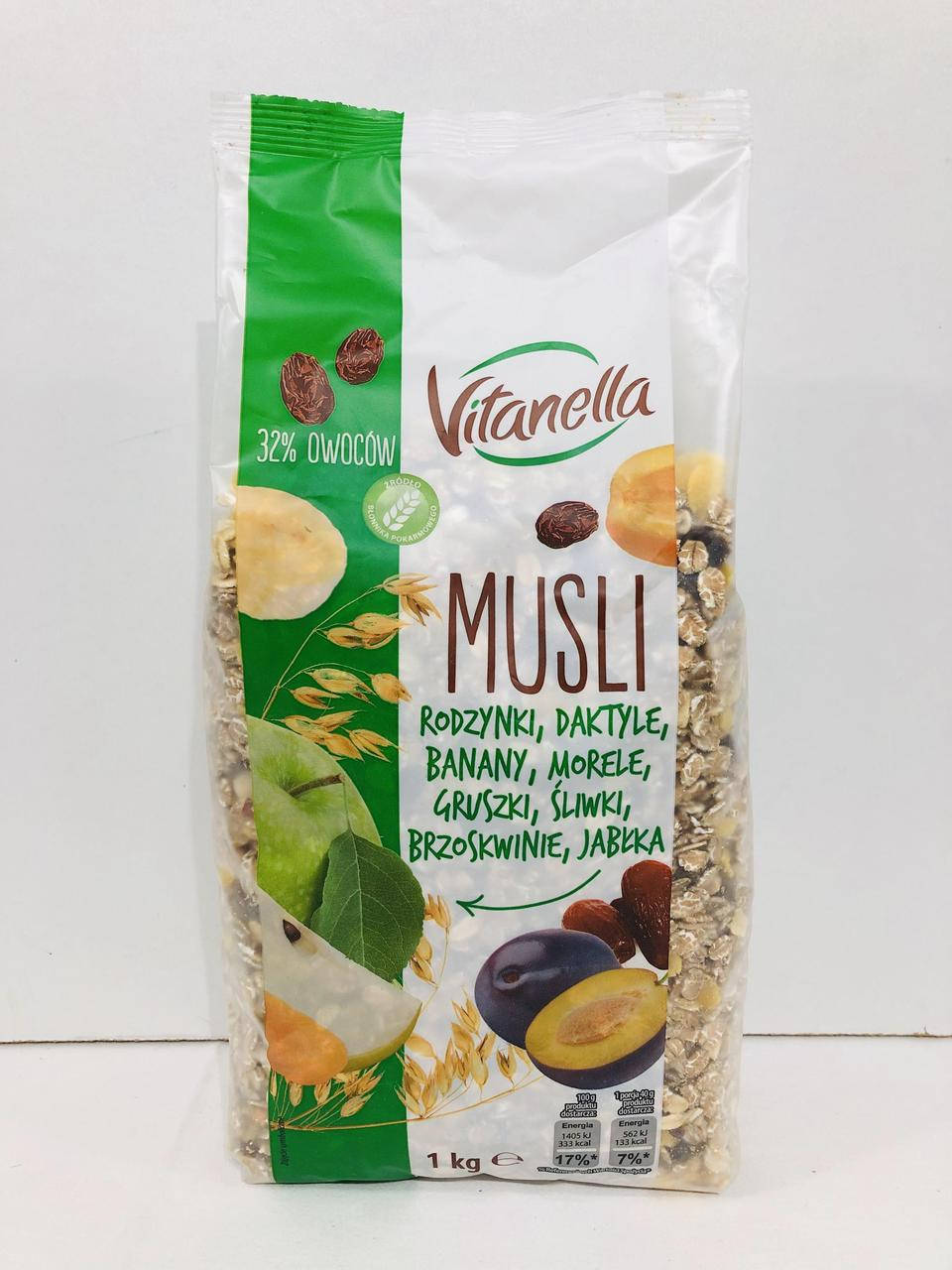 Мюслі Vitanella груша яблуко 1кг
Мюслі Vitanella груша яблуко 1кг