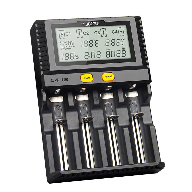 Универсальное ЗУ MiBoxer C4-12 (v2.2, new), 4 канала, Ni-Mh/Li-ion(4.2/4.35)/LiFePO4, 3A, 220V/12V, USB, LCD,
Универсальное ЗУ MiBoxer C4-12 (v2.2, new), 4 канала, Ni-Mh/Li-ion(4.2/4.35)/LiFePO4, 3A, 220V/12V, USB, LCD,