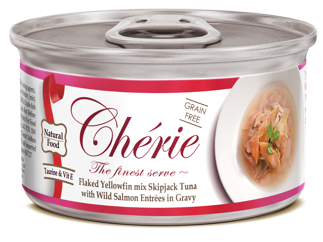 Влажный корм Cherie для кошек с нежными кусочками желтоперого и полосатого тунца и дикого лосося в соусе, 0,08
Влажный корм Cherie для кошек с нежными кусочками желтоперого и полосатого тунца и дикого лосося в соусе, 0,08