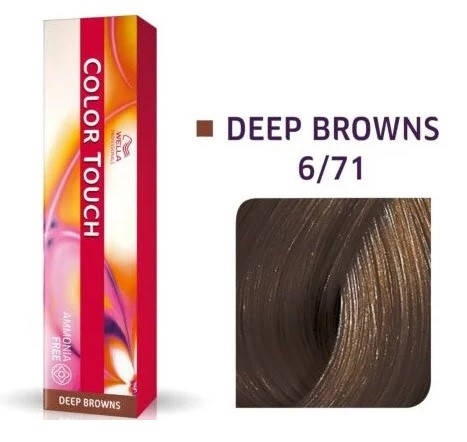 Краска для волос Wella Color Touch безаммиачная 6/71 Темный блондин коричнево-пепельный 60 мл
Краска для волос Wella Color Touch безаммиачная 6/71 Темный блондин коричнево-пепельный 60 мл
