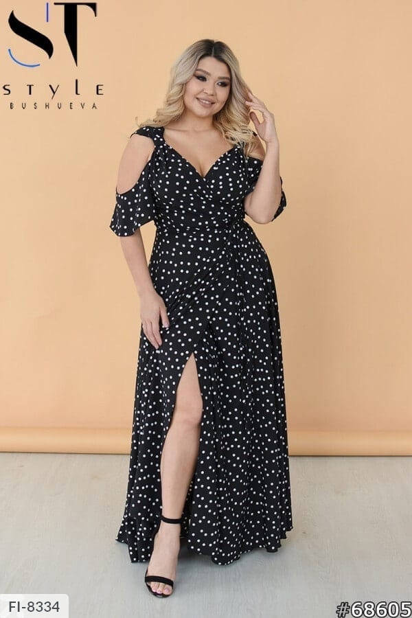 Летнее длинное платье в пол на запах в горошек (большой размер)
Летнее длинное платье в пол на запах в горошек (большой размер)