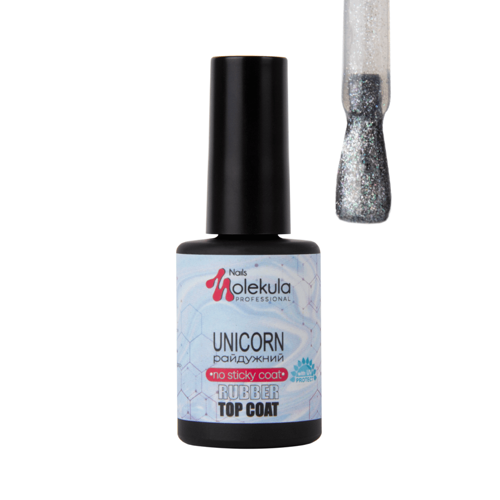 Финишное покрытие, радужный без липкого слоя Nails Molekula Top Coat Rubber Unicorn 12 мл
Финишное покрытие, радужный без липкого слоя Nails Molekula Top Coat Rubber Unicorn 12 мл