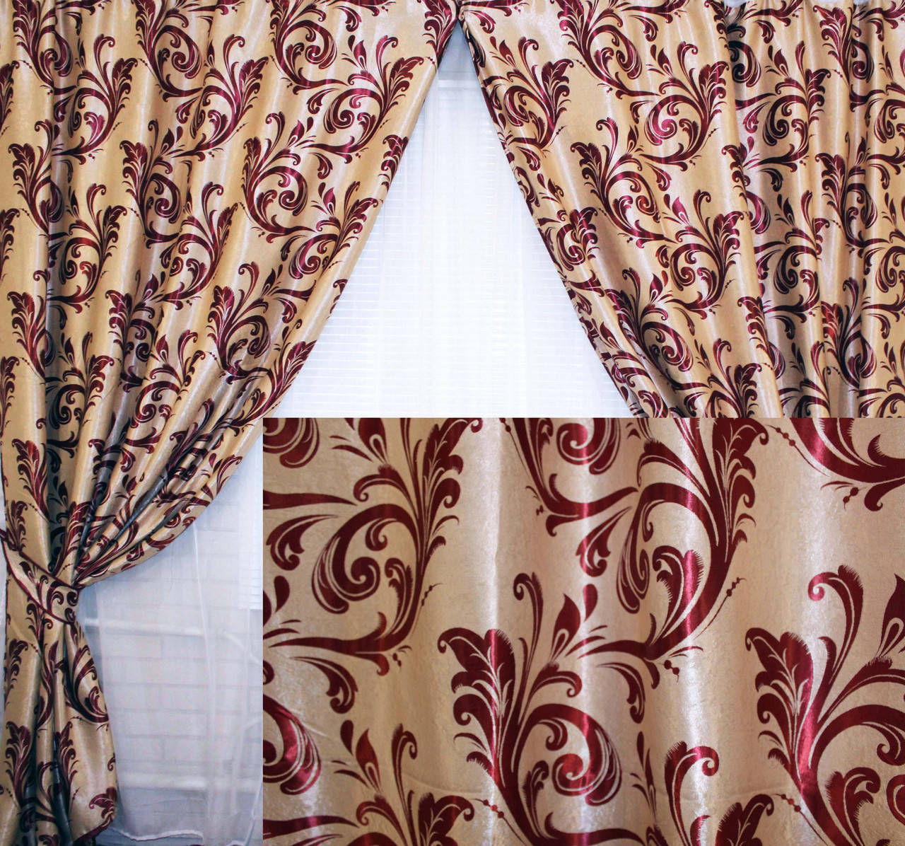 Комплект готовых штор блэкаут, "Лилия". Цвет бордовый 062ш (Б), Золотистый
Комплект готовых штор блэкаут, "Лилия". Цвет бордовый 062ш (Б), Золотистый