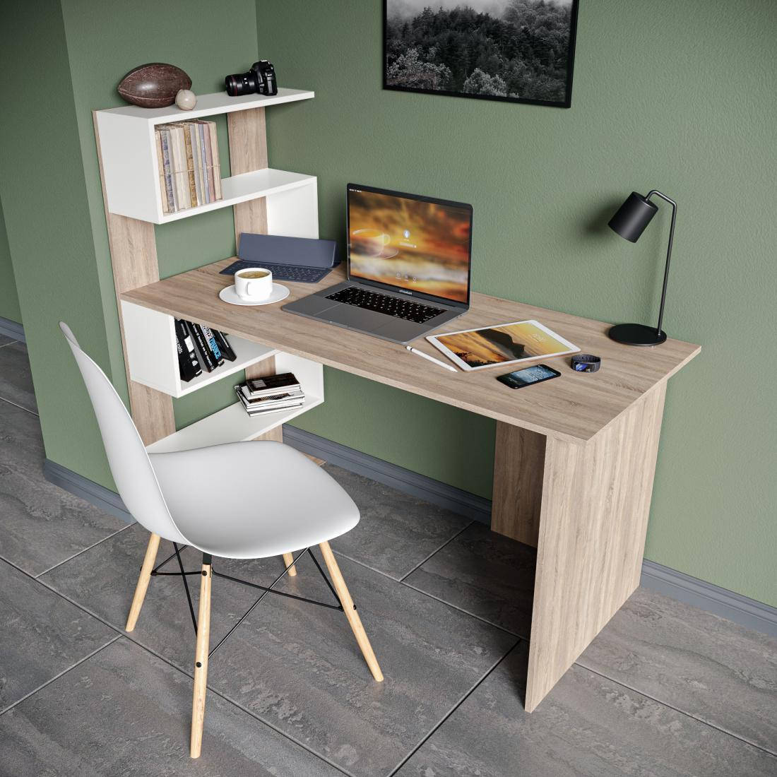 Стол компьютерный с полочками слева Ш1416*В1226*Г600 дуб сонома/полки белые
Стол компьютерный с полочками слева Ш1416*В1226*Г600 дуб сонома/полки белые