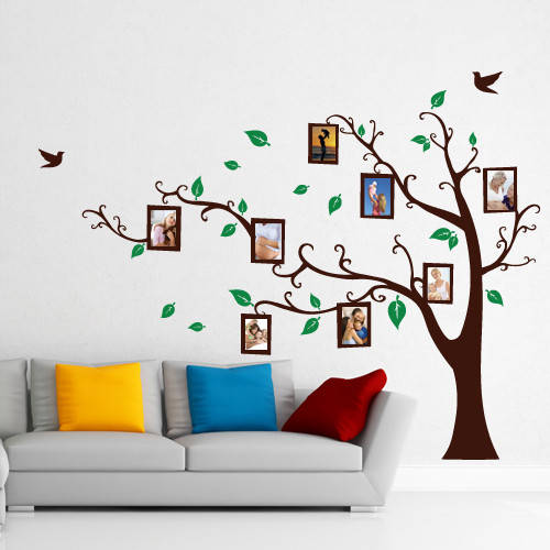 Наклейка на стіну Дерево з рамками матовая, 1955х1580 мм, Разные цвета