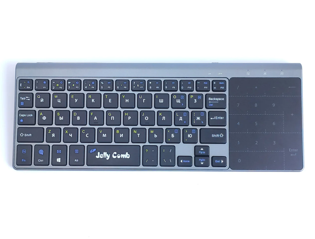 Беспроводная тонкая клавиатура Jelly Comb 2,4G с сенсорной панелью (русская раскладка), Серый
Беспроводная тонкая клавиатура Jelly Comb 2,4G с сенсорной панелью (русская раскладка), Серый