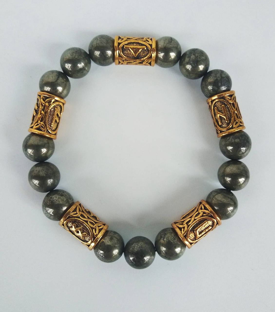 Браслет из камня пирит "Руны"
