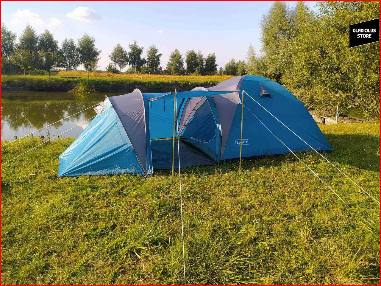 Палатка туристическая Zano Lago-6A на 6 мест (синий) Шестиместная Двухслойная Клееные швы Тамбур
Палатка туристическая Zano Lago-6A на 6 мест (синий) Шестиместная Двухслойная Клееные швы Тамбур