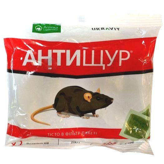 Родентицид Антищур тесто 200г средство от мышей и крыс Укравит 
Родентицид Антищур тесто 200г средство от мышей и крыс Укравит