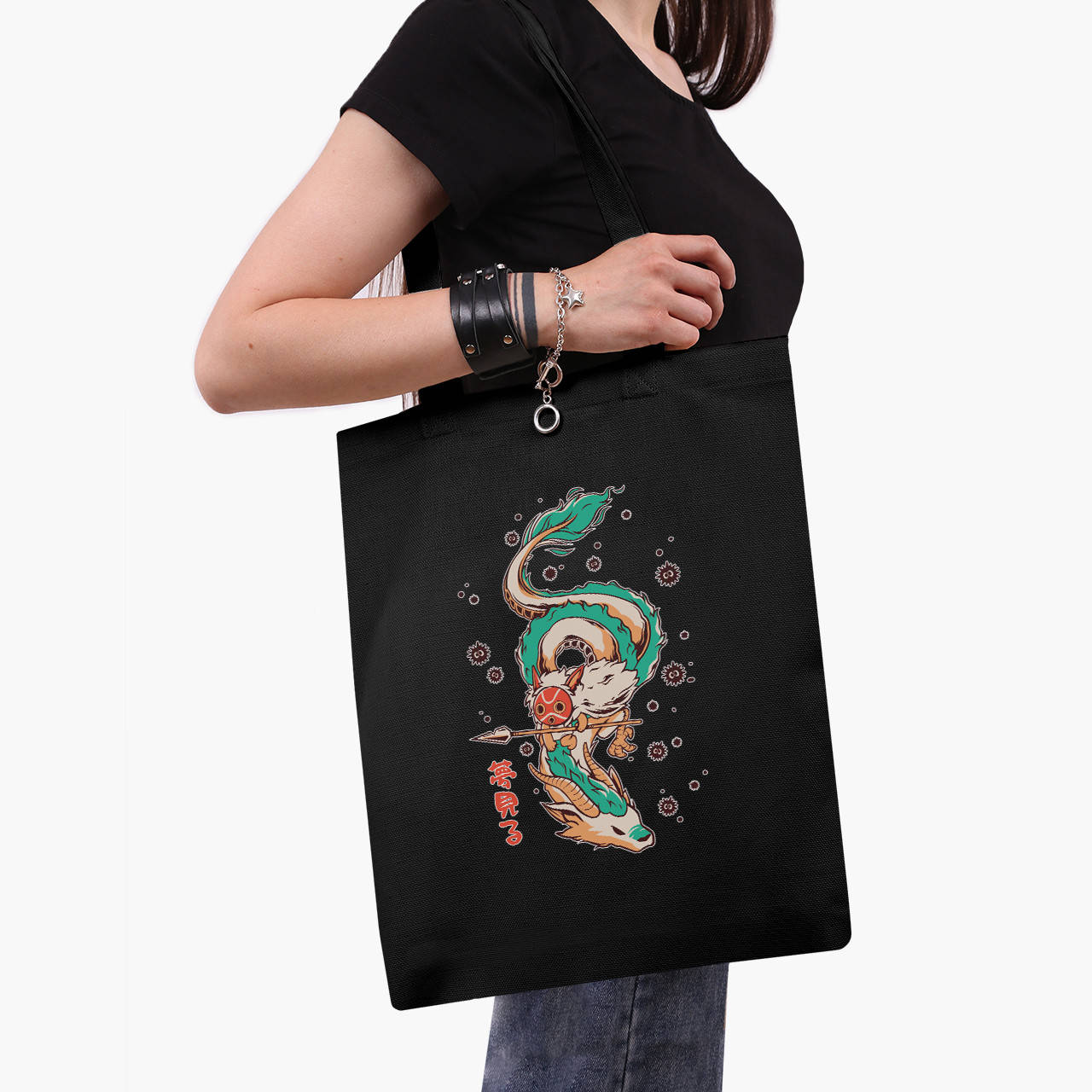 Эко сумка Хаку Унесённые призраками (Spirited Away) (9227-2832-BK) черная классическая, Черный 
Эко сумка Хаку Унесённые призраками (Spirited Away) (9227-2832-BK) черная классическая, Черный