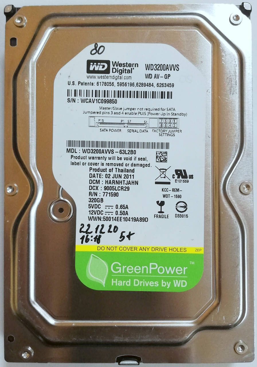 Жесткий диск для компьютера Western Digital GreenPower 320GB 3.5" 8MB IntelliPower (WD3200AVVS) SATAII Б/У
Жесткий диск для компьютера Western Digital GreenPower 320GB 3.5" 8MB IntelliPower (WD3200AVVS) SATAII Б/У