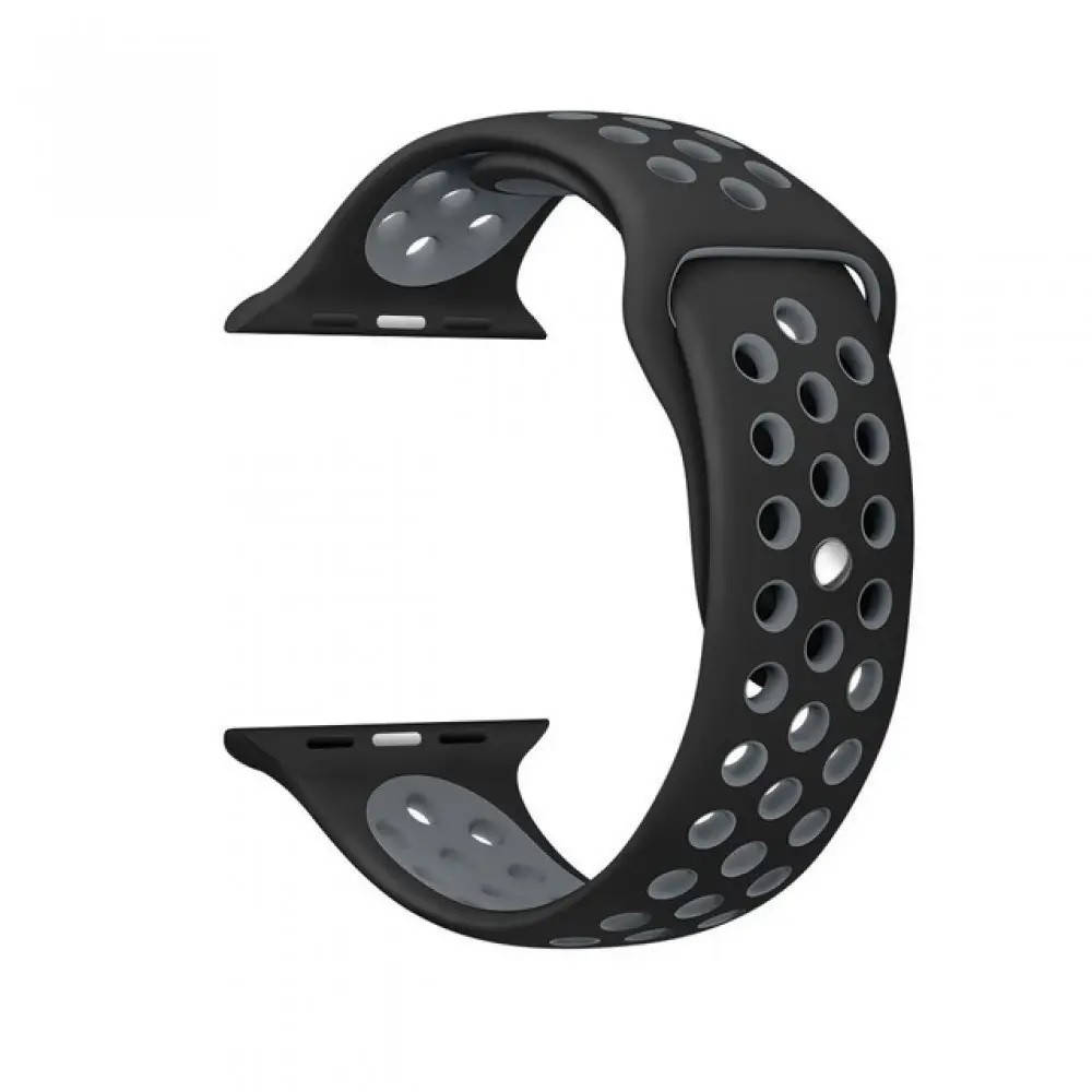 Ремешок браслет для Apple Watch 38mm/40mm/42mm/44mm Series 1/2/3/4 в стиле Nike Sport Band черный с серым
Ремешок браслет для Apple Watch 38mm/40mm/42mm/44mm Series 1/2/3/4 в стиле Nike Sport Band черный с серым