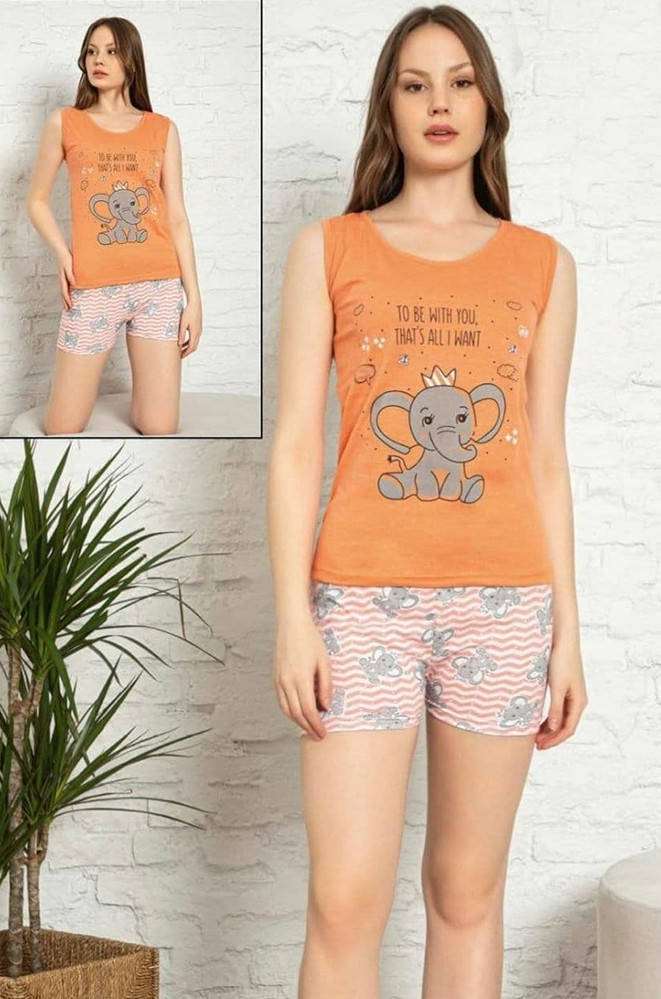 Пижама женская оранжевая AAA 133605M, Оранжевый 
Пижама женская оранжевая AAA 133605M, Оранжевый