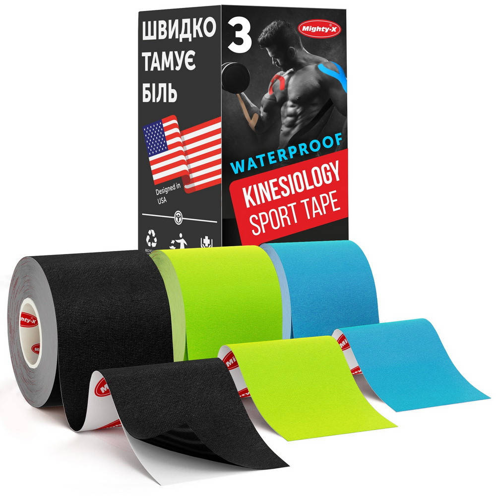 Нейлоновый Кинезио Тейп из США Mighty-X (Kinesio Tape) - 3шт - 5см*5м Черный, Салатовый и Голубой Кинезиотейп
Нейлоновый Кинезио Тейп из США Mighty-X (Kinesio Tape) - 3шт - 5см*5м Черный, Салатовый и Голубой Кинезиотейп