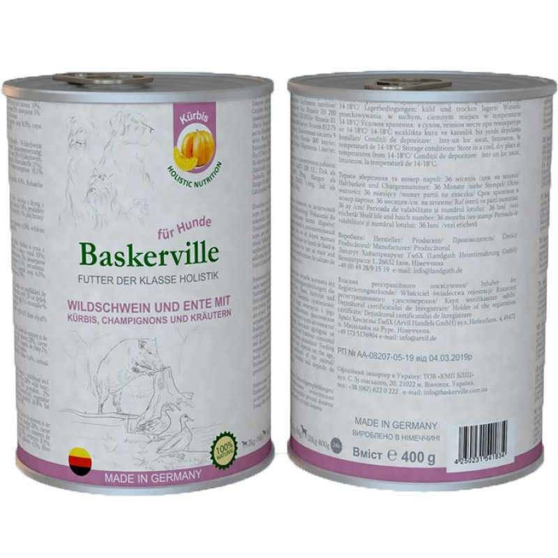 Baskerville Holistic Wildschwein und Ente Mit Kurbis 400 г - Консервы для собак с мясом кабана, утки и тыквой
Baskerville Holistic Wildschwein und Ente Mit Kurbis 400 г - Консервы для собак с мясом кабана, утки и тыквой