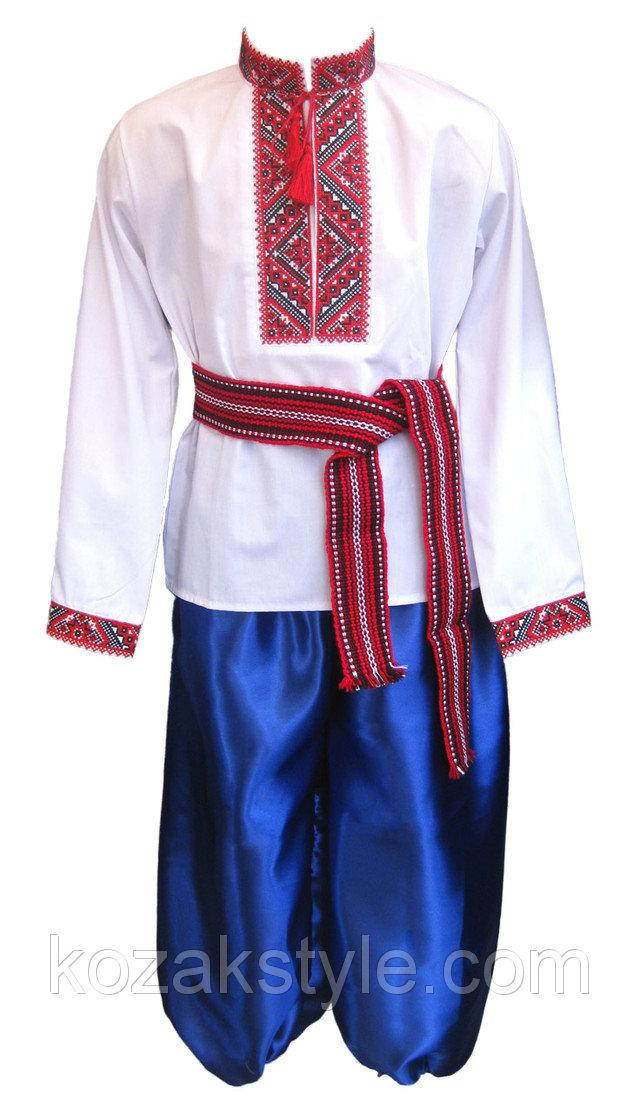 Костюм український для хлопчика ( від 1 по 4 років) з синіми шароварами, на 1 рік, сорочка з червоною вишивкою
Костюм український для хлопчика ( від 1 по 4 років) з синіми шароварами, на 1 рік, сорочка з червоною вишивкою