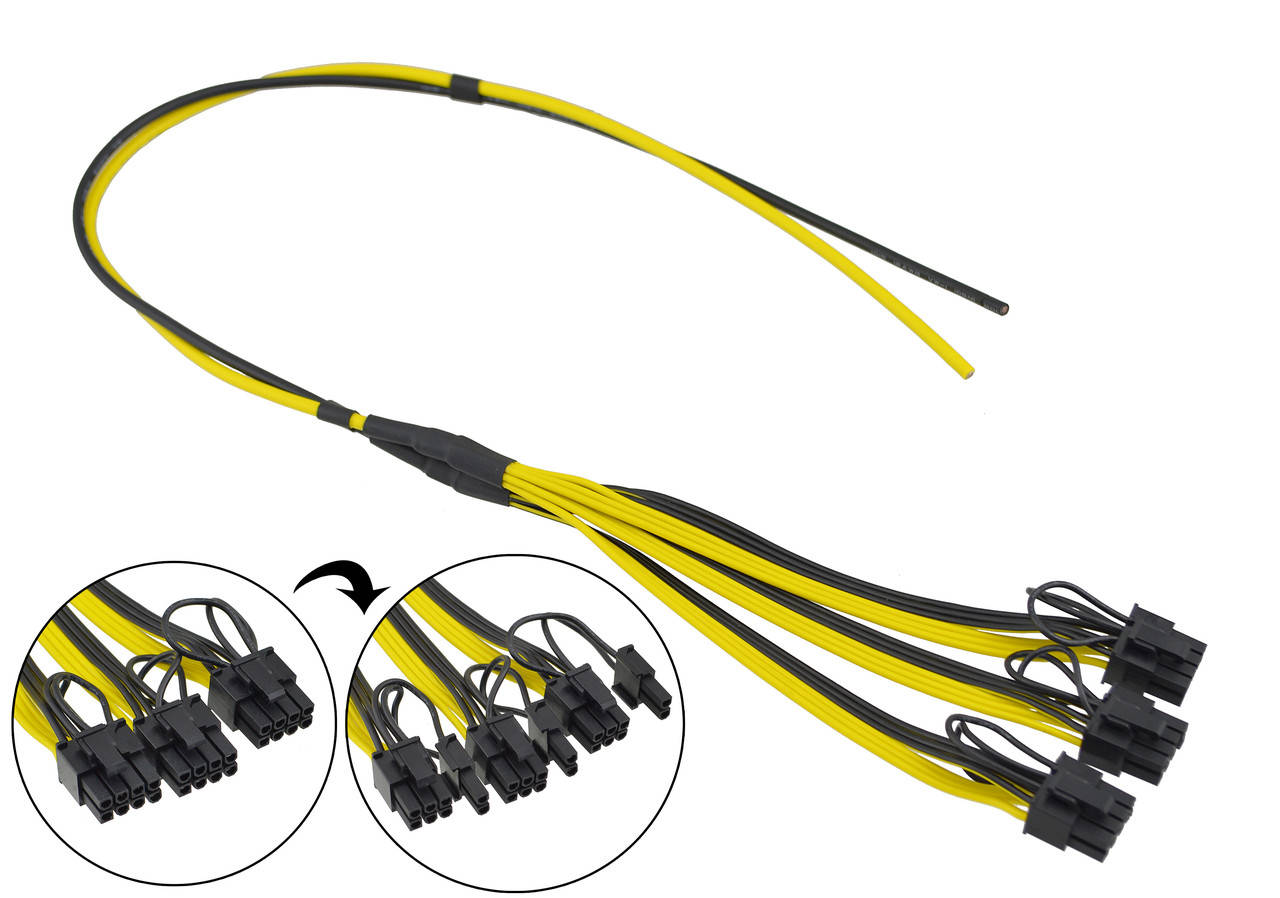 Кабель для распайки блоков питания и питания видеокарт PCI-e 3х (6 + 2 Pin) 12 +18 AWG 50+20 см
Кабель для распайки блоков питания и питания видеокарт PCI-e 3х (6 + 2 Pin) 12 +18 AWG 50+20 см
