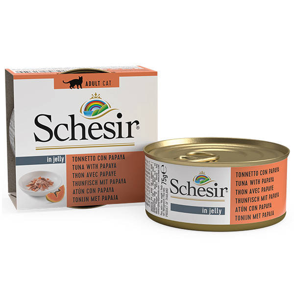 Schesir Tuna Papaya ШЕЗИР ТУНЕЦ С ПАПАЙЕЙ в желе натуральные консервы для котов, влажный корм, банка - 75 г
Schesir Tuna Papaya ШЕЗИР ТУНЕЦ С ПАПАЙЕЙ в желе натуральные консервы для котов, влажный корм, банка - 75 г