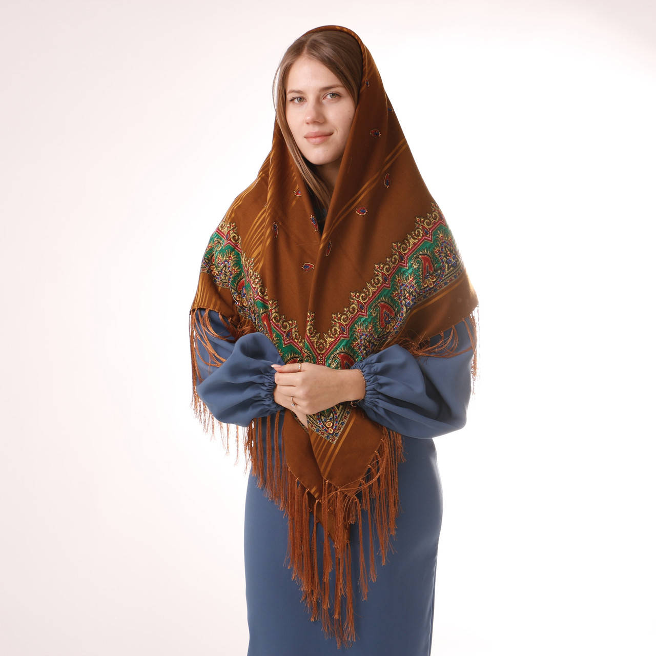 Хустка вовняна Т120/194, Коричневый 
Хустка вовняна Т120/194, Коричневый