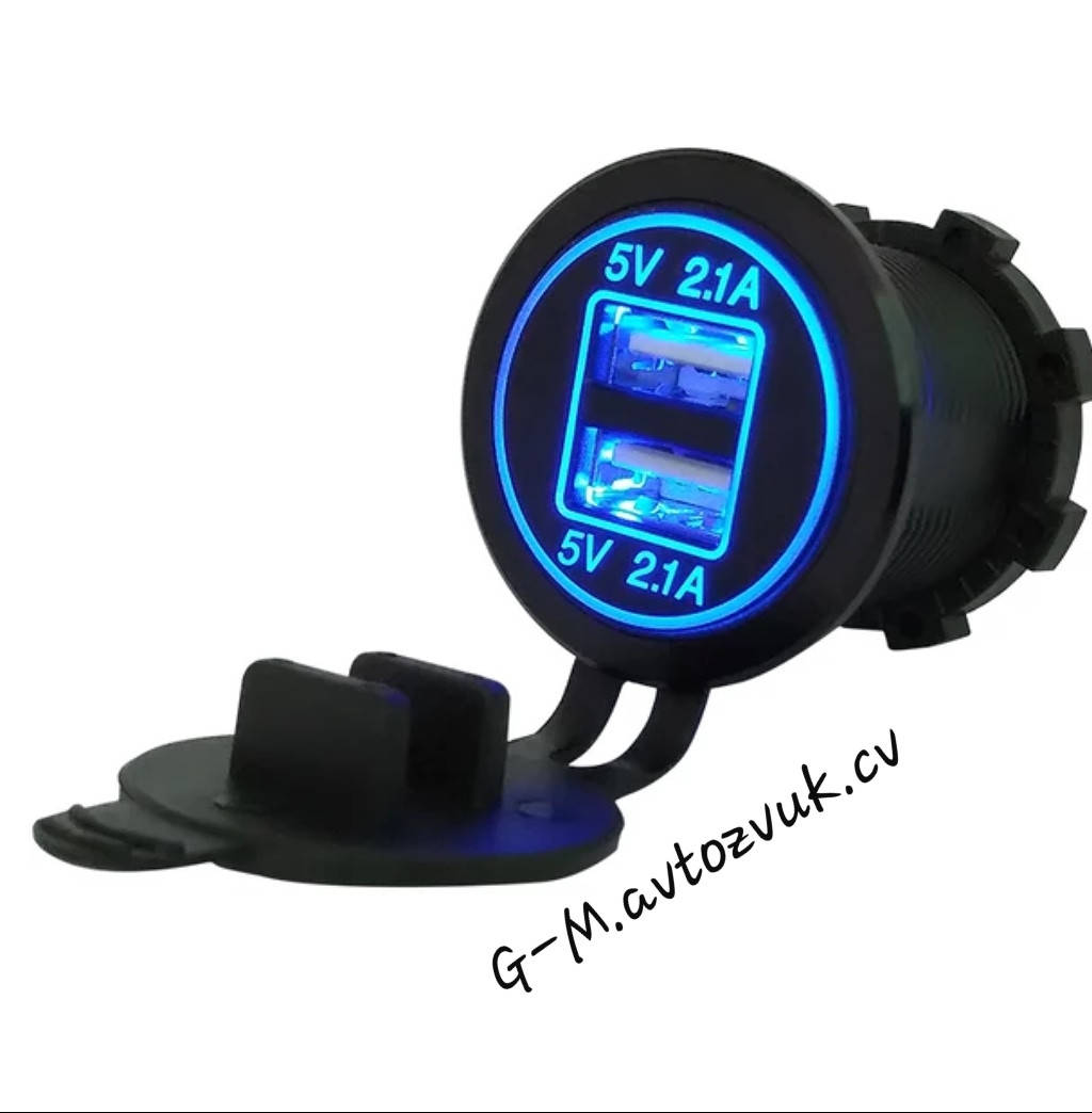 Автомобильное зарядное 2хUSB (12 V) с синей подсветкой / врезная розетка / адаптер питания USB
Автомобильное зарядное 2хUSB (12 V) с синей подсветкой / врезная розетка / адаптер питания USB
