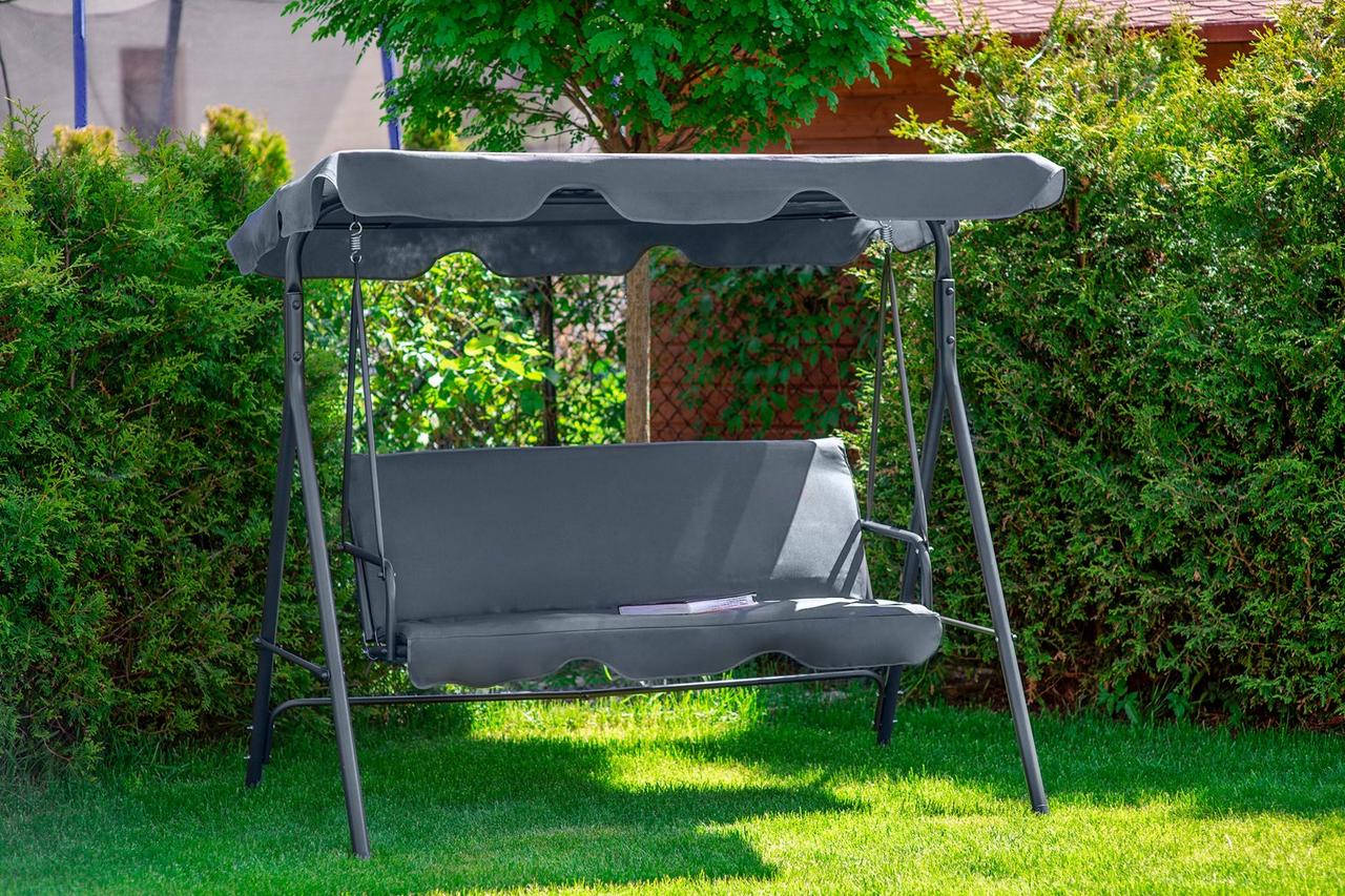 Садовая качеля Avko Relax Grey большая трехместная садовая качель с навесом подвесная для отдыха дома Серая, Серый
Садовая качеля Avko Relax Grey большая трехместная садовая качель с навесом подвесная для отдыха дома Серая, Серый