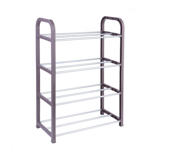 Полка для обуви на 4 секции. Этажерка с 4 полками 40 см х 19 см х 53 см коричнева 
Полка для обуви на 4 секции. Этажерка с 4 полками 40 см х 19 см х 53 см коричнева