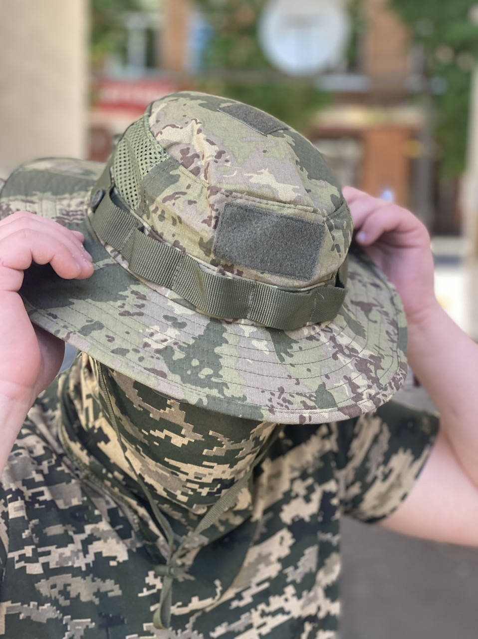 Тактическая боевая военная панама с регулятором и с защитой шеи Туция ВСУ Камуфляжная 6503, Хаки
Тактическая боевая военная панама с регулятором и с защитой шеи Туция ВСУ Камуфляжная 6503, Хаки